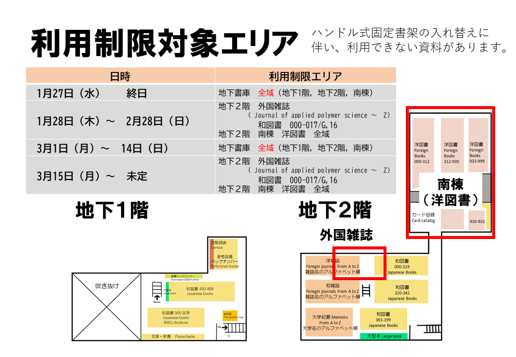 地下書庫利用制限エリア図